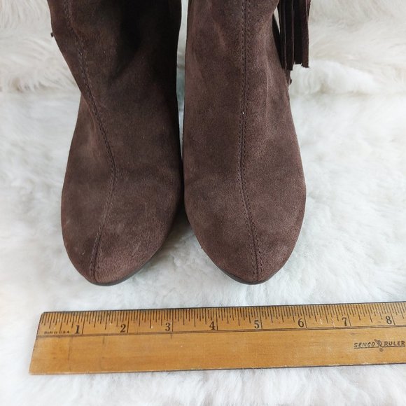 Anne Klein Iflex Caroline Women's Brown Suede Leather Ankle Tassel Zip Boot 6M - Picture 2 of 9